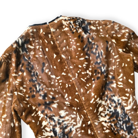 RARE 1960s Adele Simpson Designer Dress Faux Fur Deer Print - Picture 9 of 14